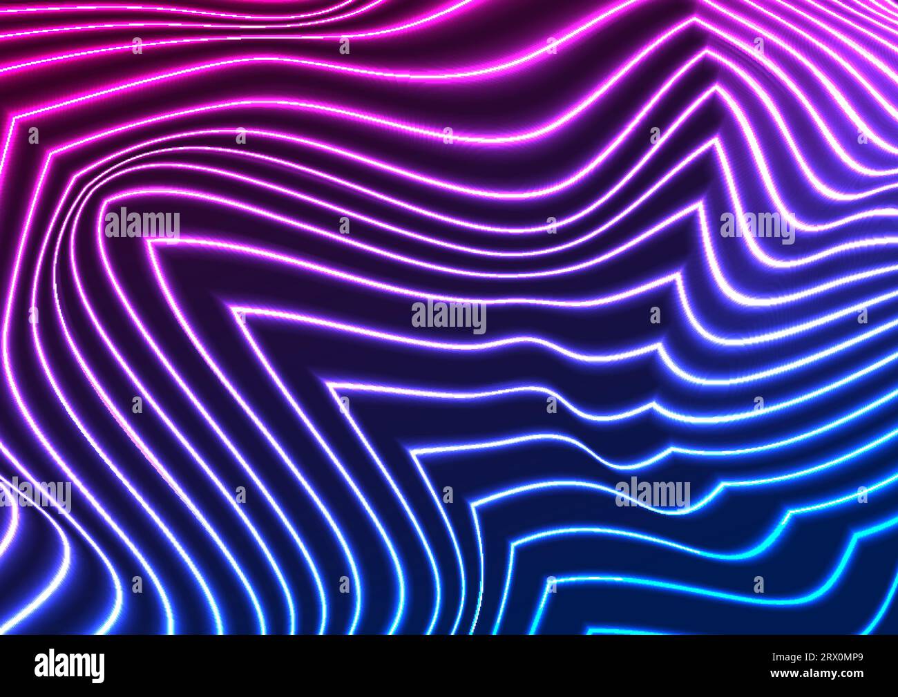 Blue purple flowing refracted neon waves abstract background. Glowing ...