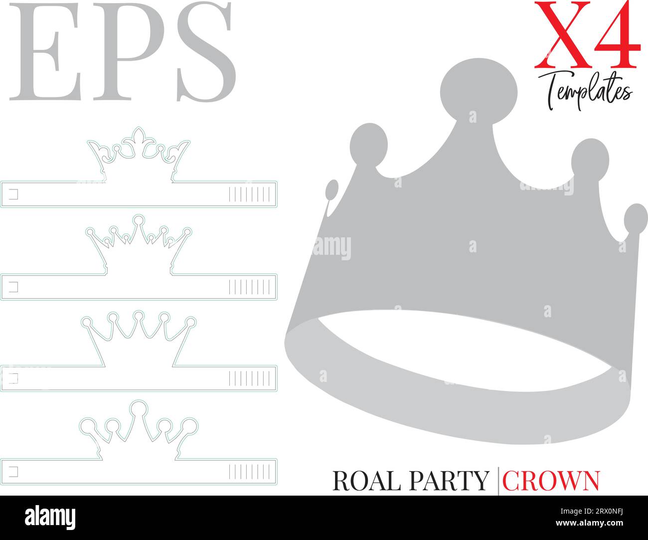 Party Crown template, vector with die cut, laser cut layers. White ...