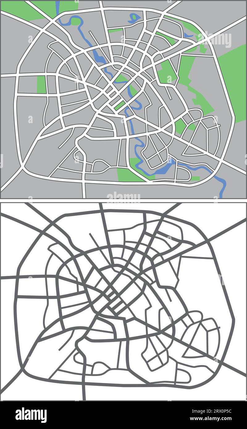Layered editable vector streetmap of Minsk,Belarus,which contains lines ...