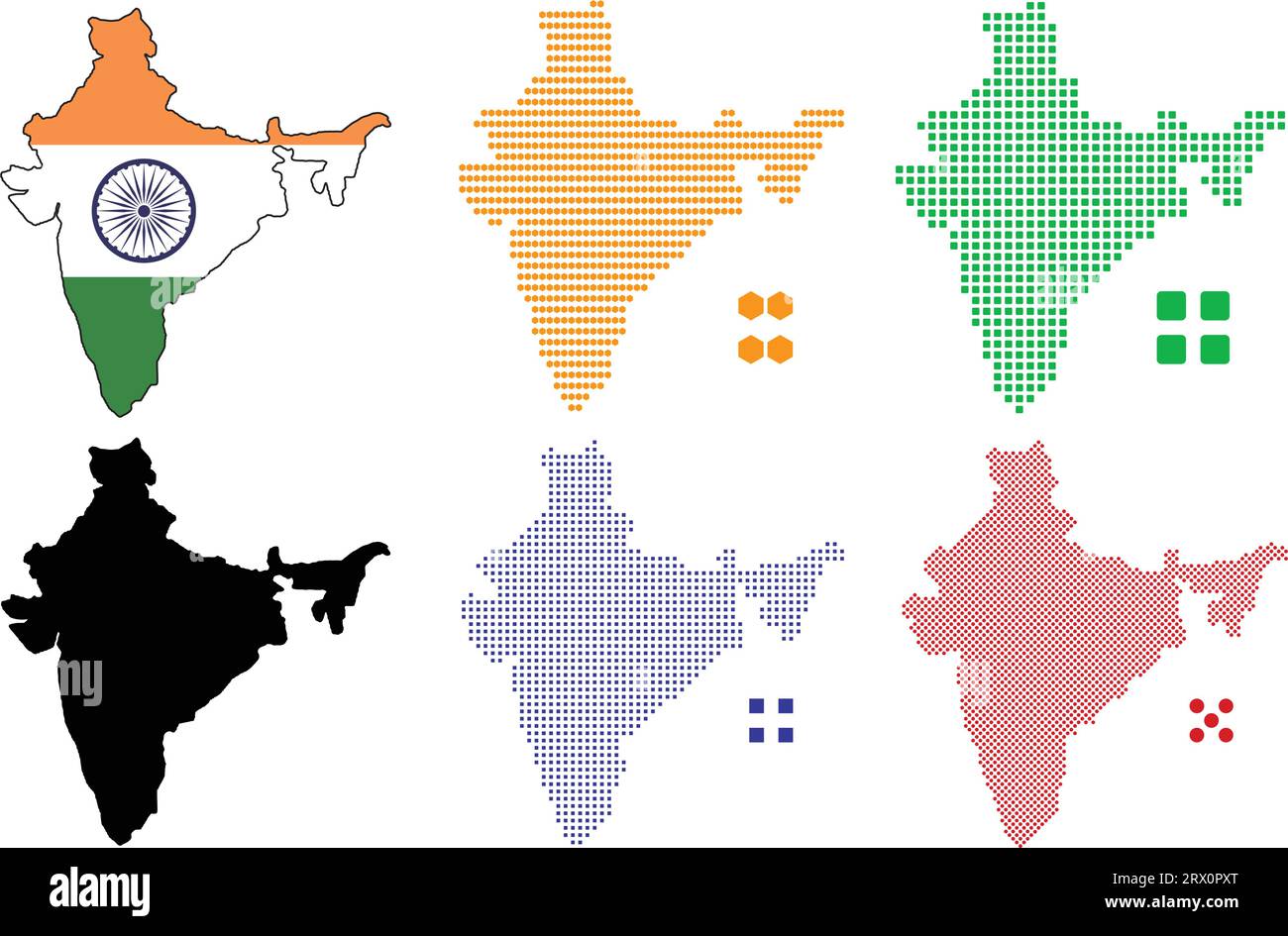 Layered editable vector illustration - Layered Editable Vector Illustration Country Map Of Indiawhich Contains Two Versions Colorful Country Flag Version And Black Silhouette Version 2RX0PXT 