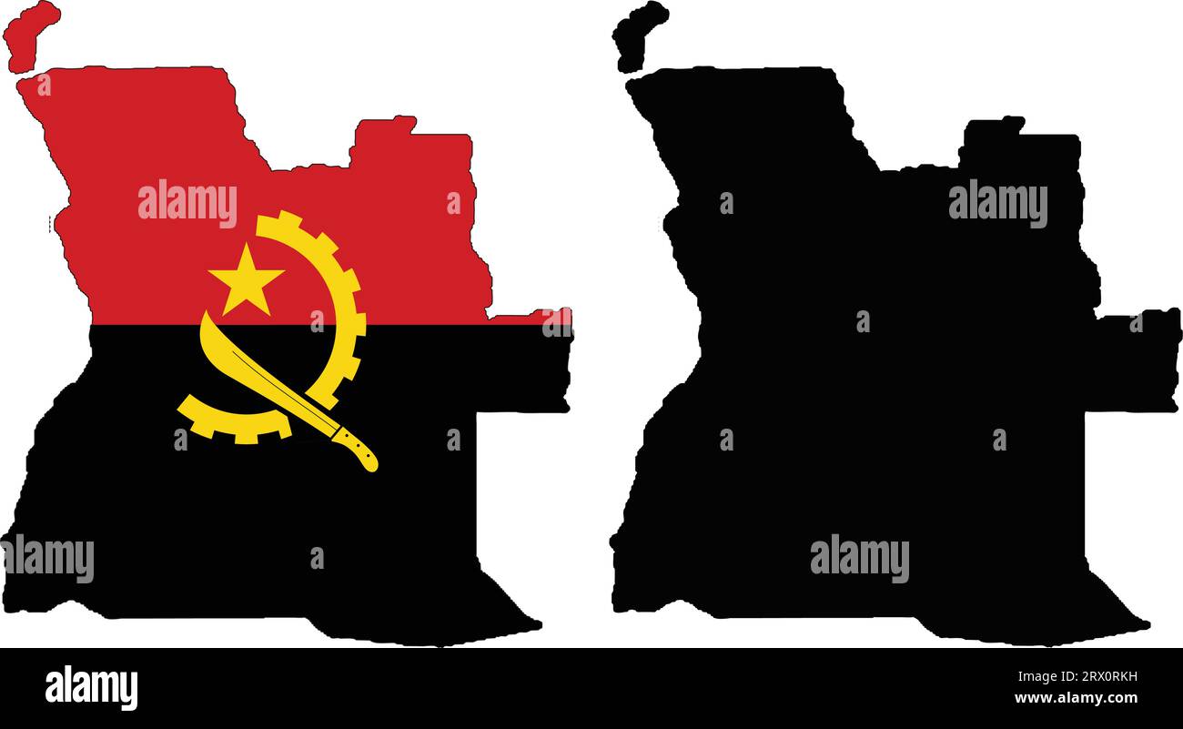 Vector illustration map and flag of Angola. Stock Vector