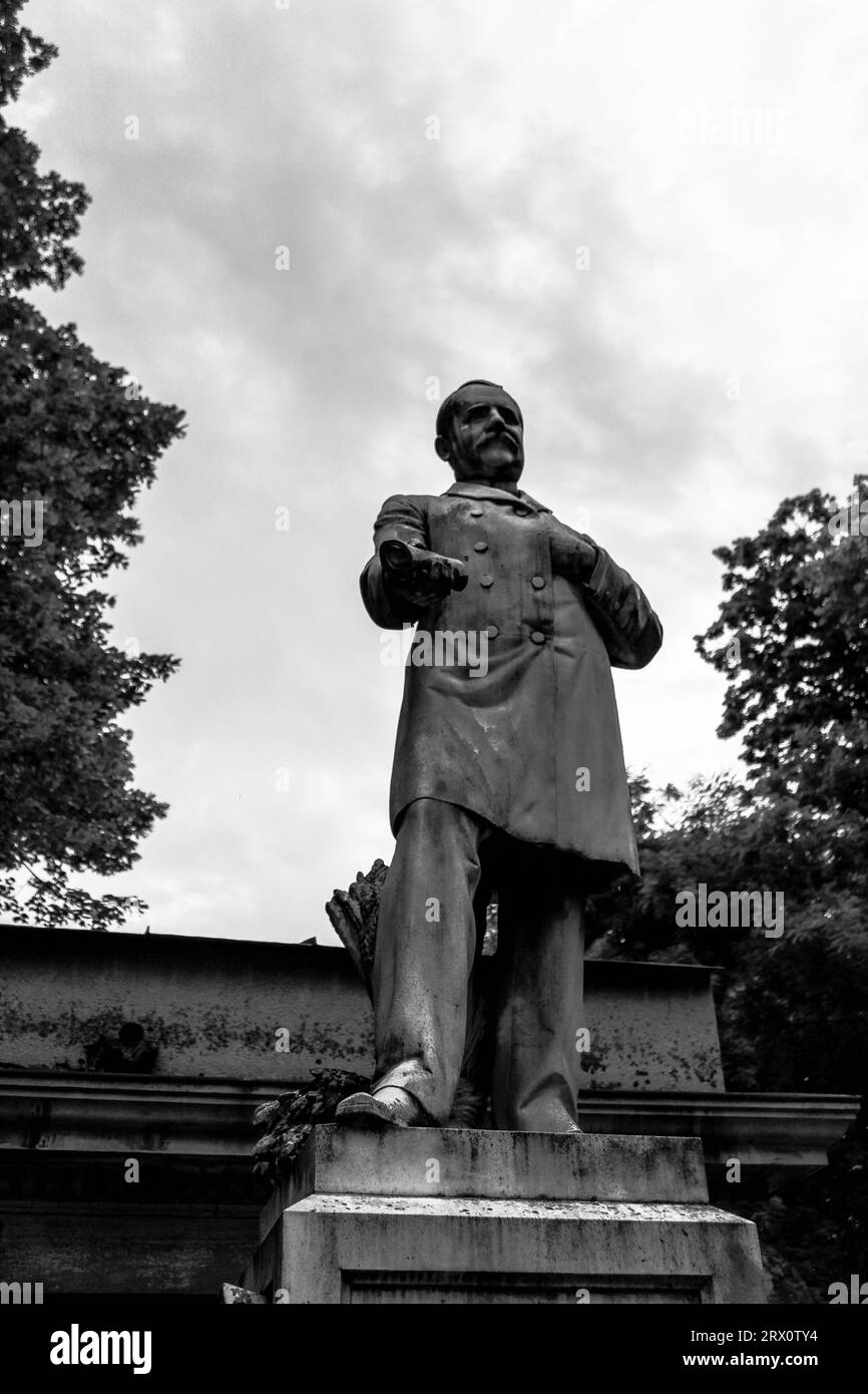 Old man statue in cemetery Stock Photo Alamy