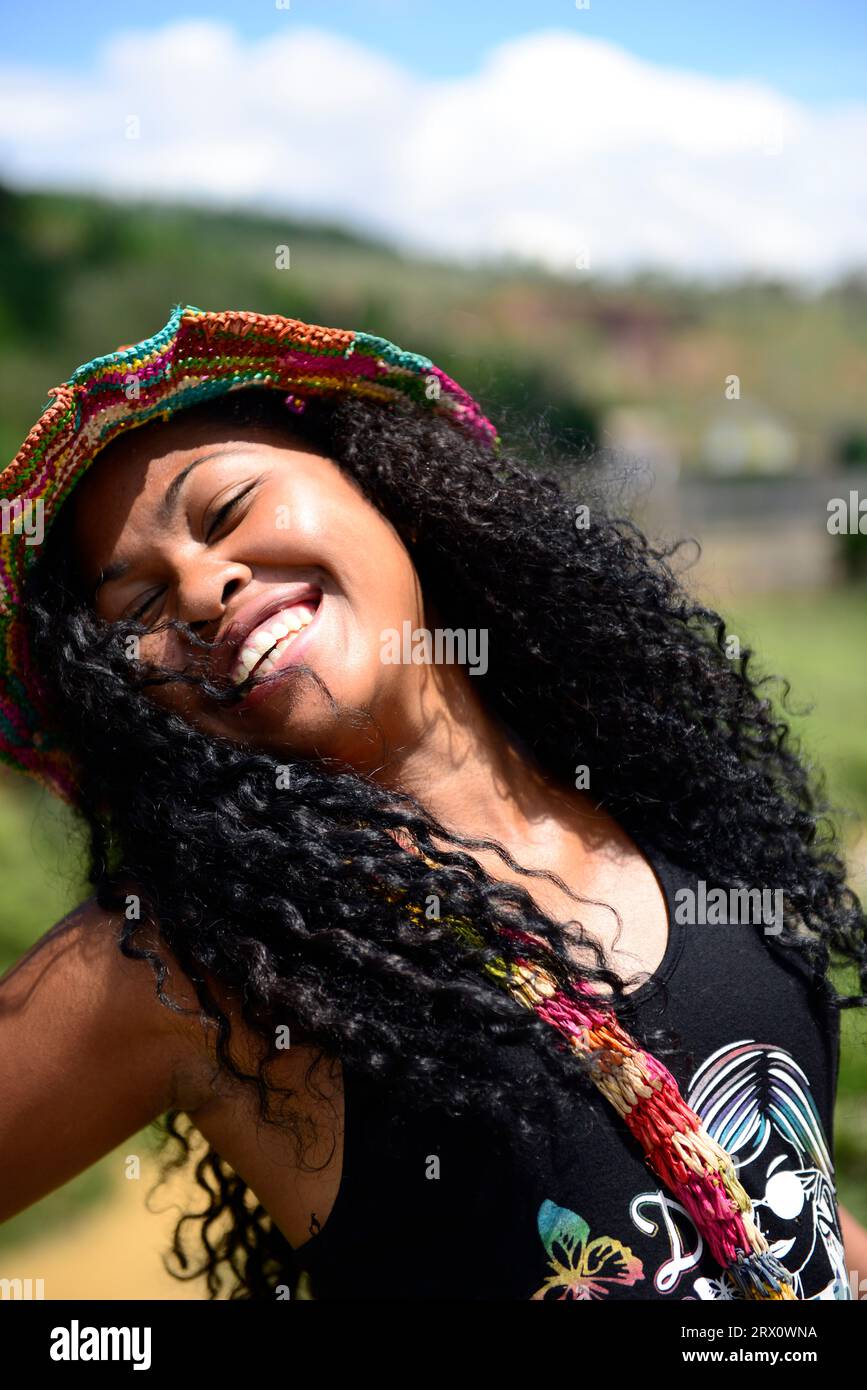 Portrait of a smiling Malagasy woman. Stock Photo