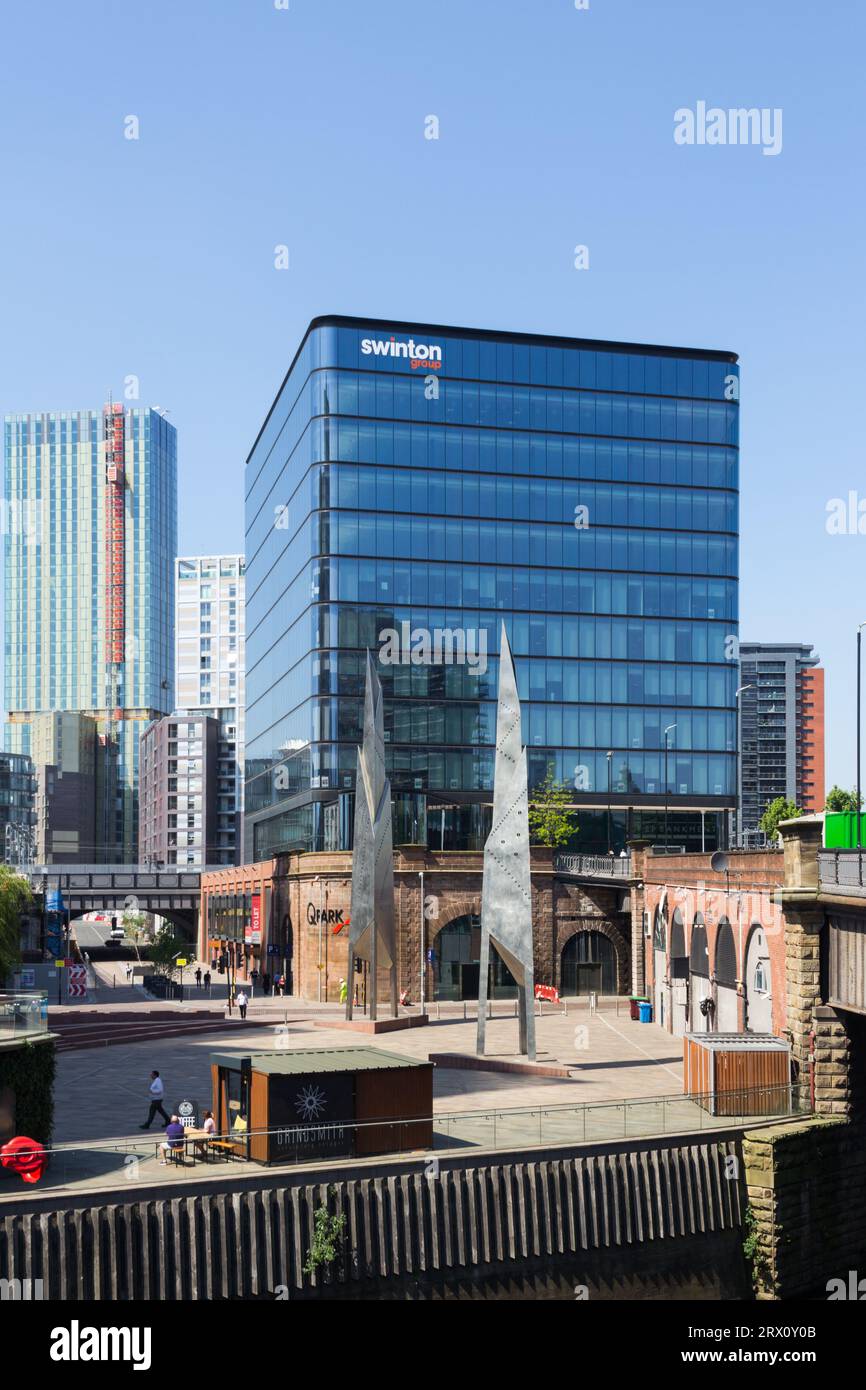 Headquarters of the Swinton Group insurance company in the predominantly glass-facaded building formerly known as 101 Embankment, Salford/Manchester Stock Photo