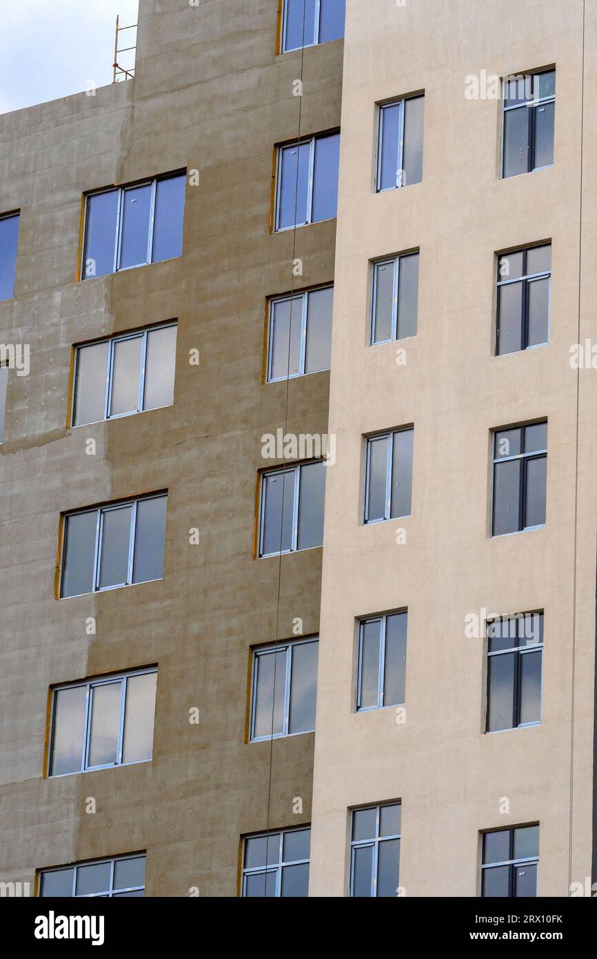Picture of Facade work. Thermal insulation of the facade with mineral, basalt wool ...