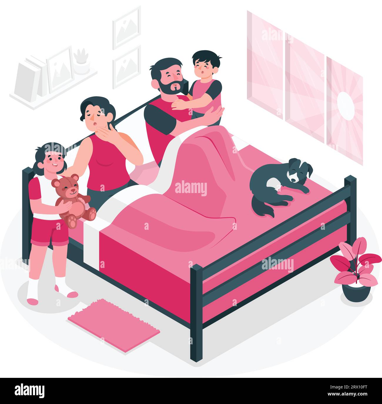 family wake up concept vector illustration Stock Vector Image & Art - Alamy