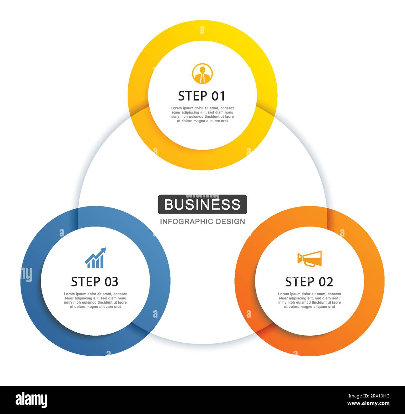 Infographics circle timeline with 3 number data template. Vector ...