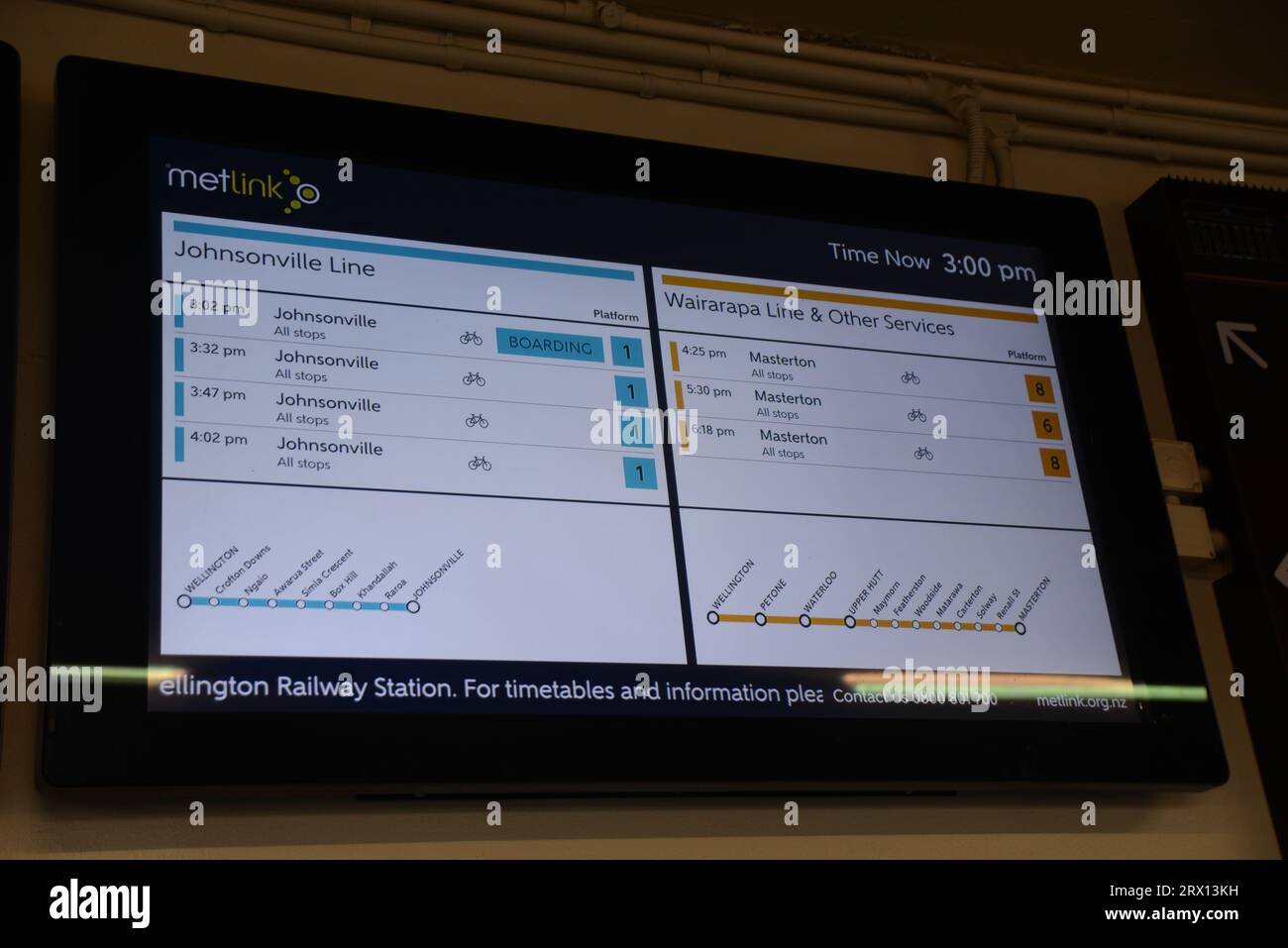 WELLINGTON, NEW ZEALAND, MAY 18, 2023 Train timetable on display at