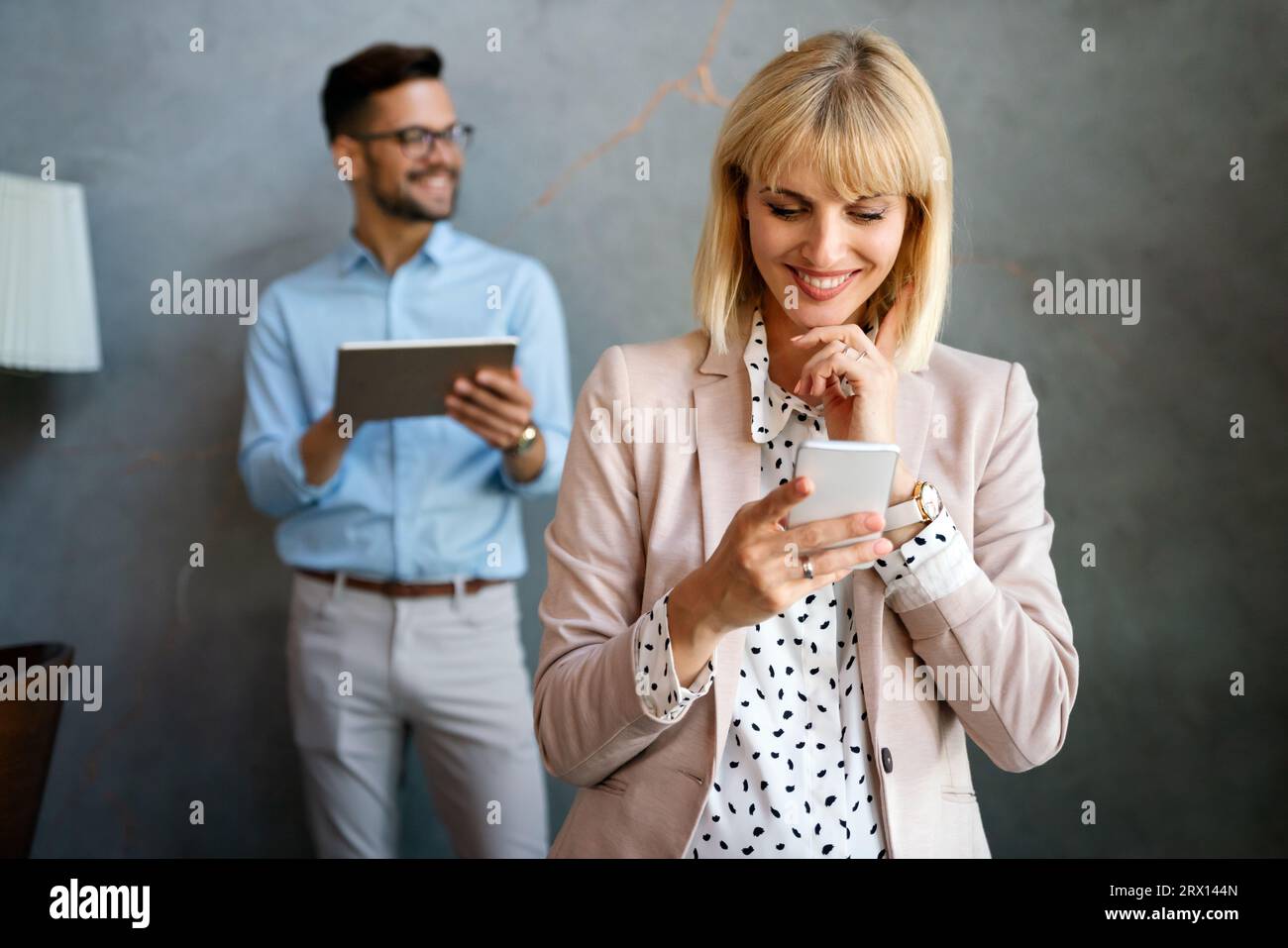 Business people work technology tablet online corporate teamwork concept. Stock Photo
