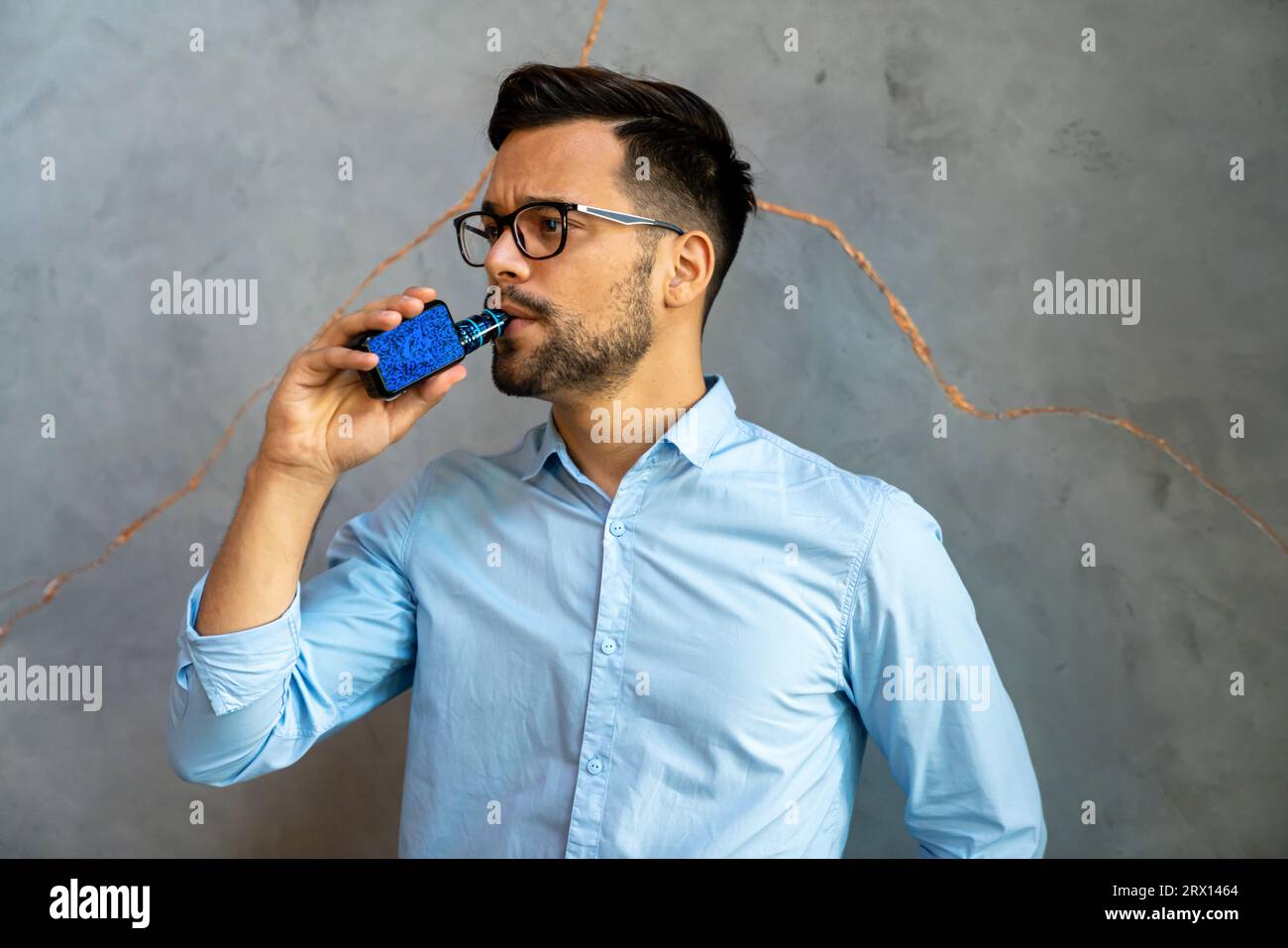 Smoking and vaping may be unhealthy and addictive and pose health risk to lung Stock Photo