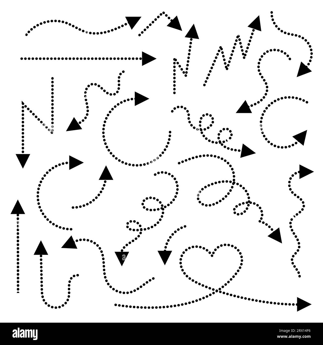 Broken arrows set line art vector illustration. Objects isolated on