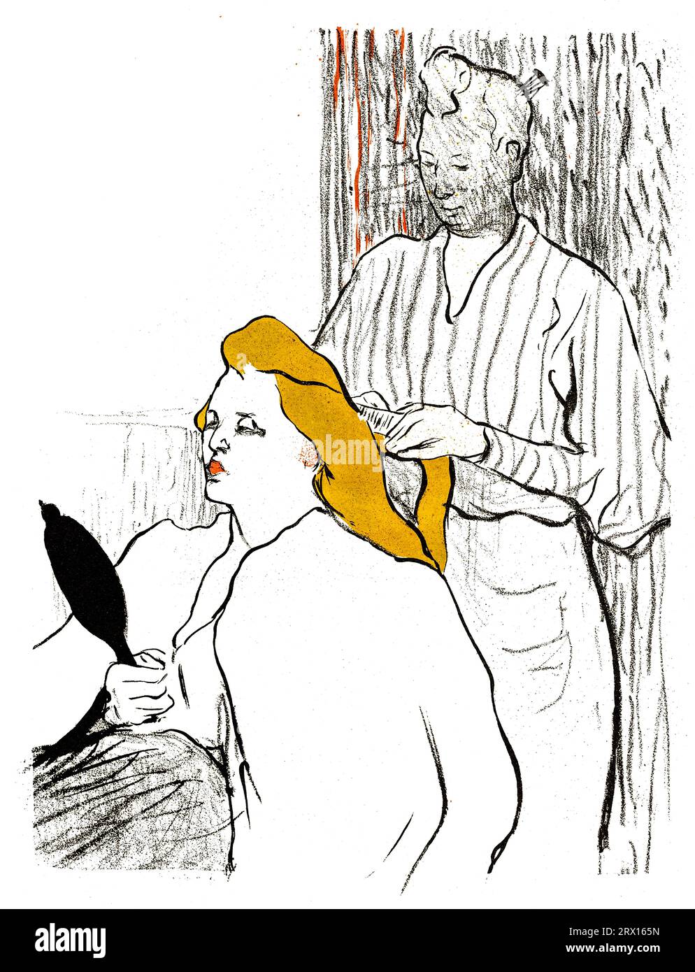 The Hairdresser  print in high resolution by Henri de Toulouse–Lautrec. Original from National Gallery of Art. Stock Photo