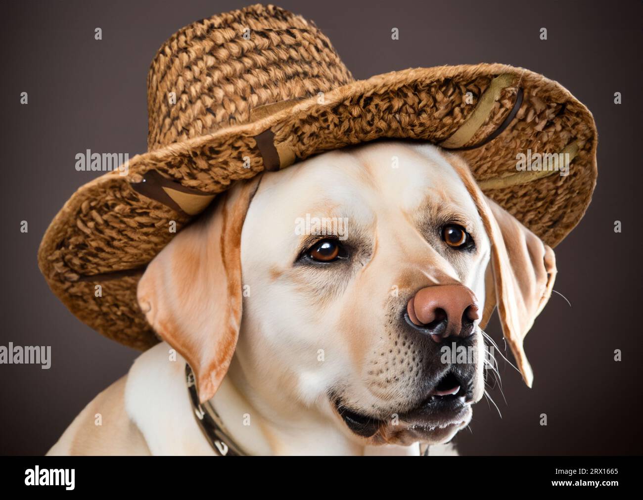 portrait of labrador dog with cap on his head Stock Photo Alamy