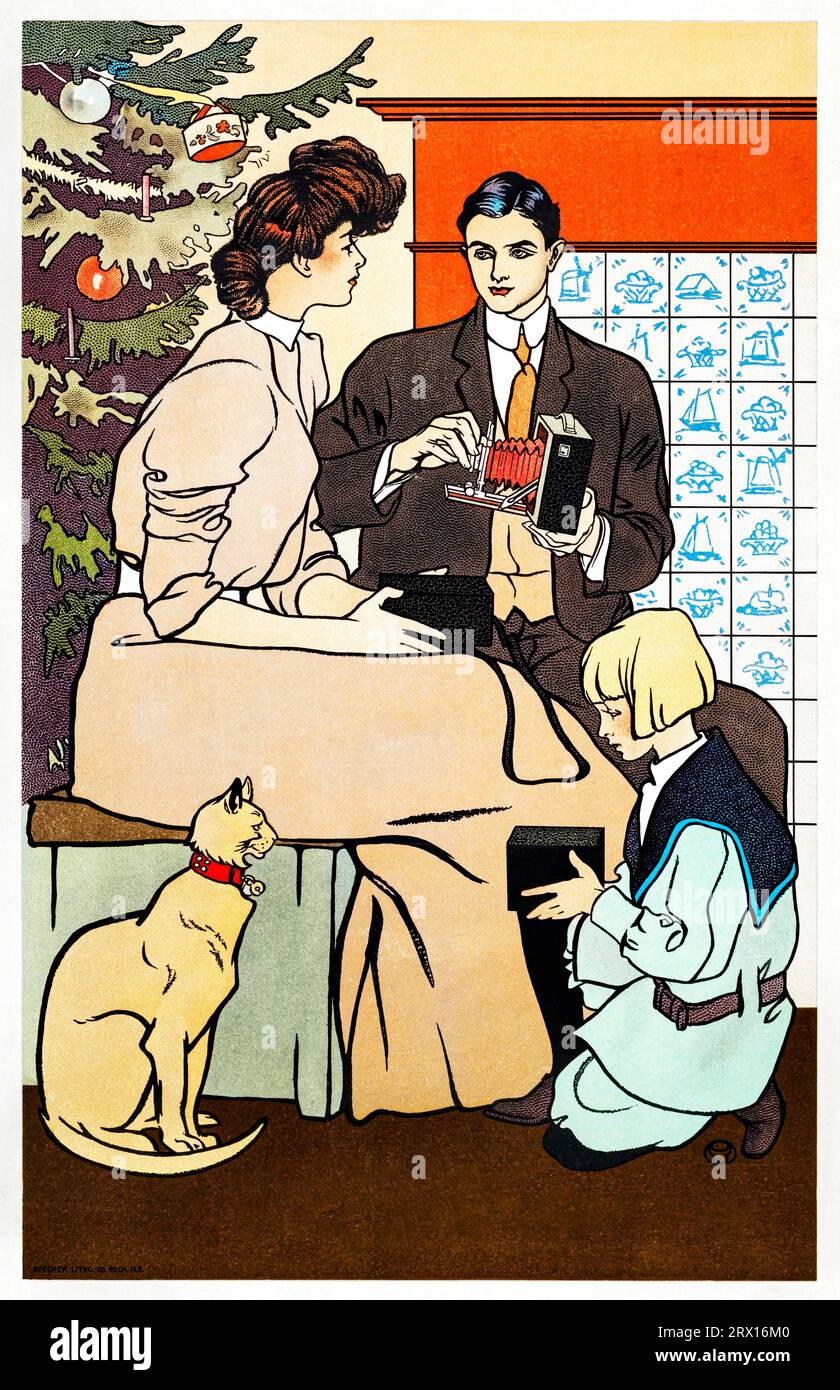Vintage Christmas Poster  print in high resolution by Edward Penfield. Original from The New York Public Library Stock Photo
