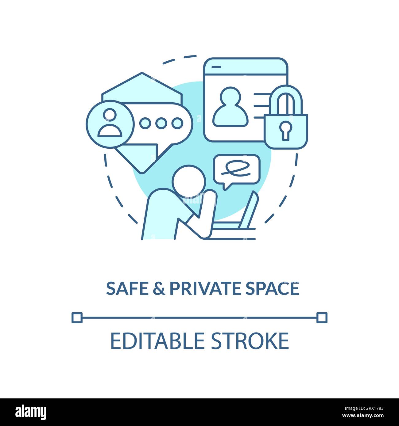 2D safe and private space linear icon concept Stock Vector