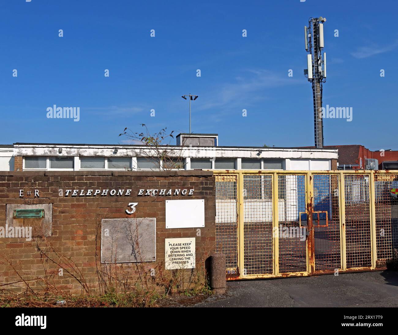 Stockton Heath automatic Telephone Exchange site, White St, Stockton Heath, Warrington, Cheshire, England, UK, WA4 6JX Stock Photo