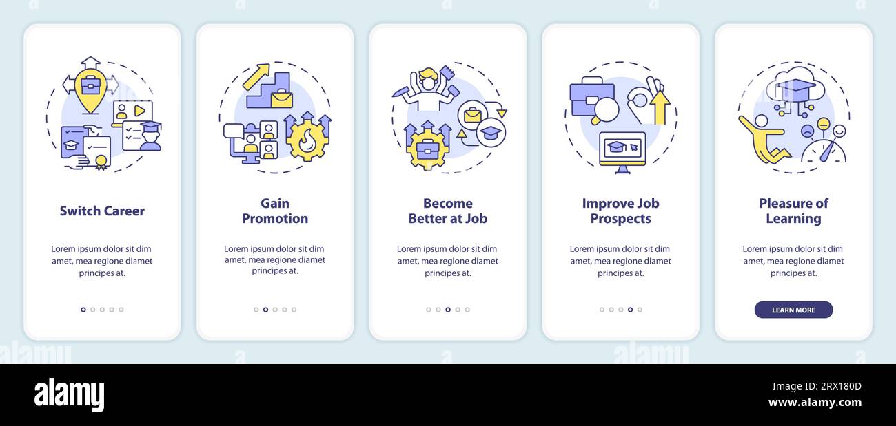 Walkthrough MOOC with linear icons concept Stock Vector