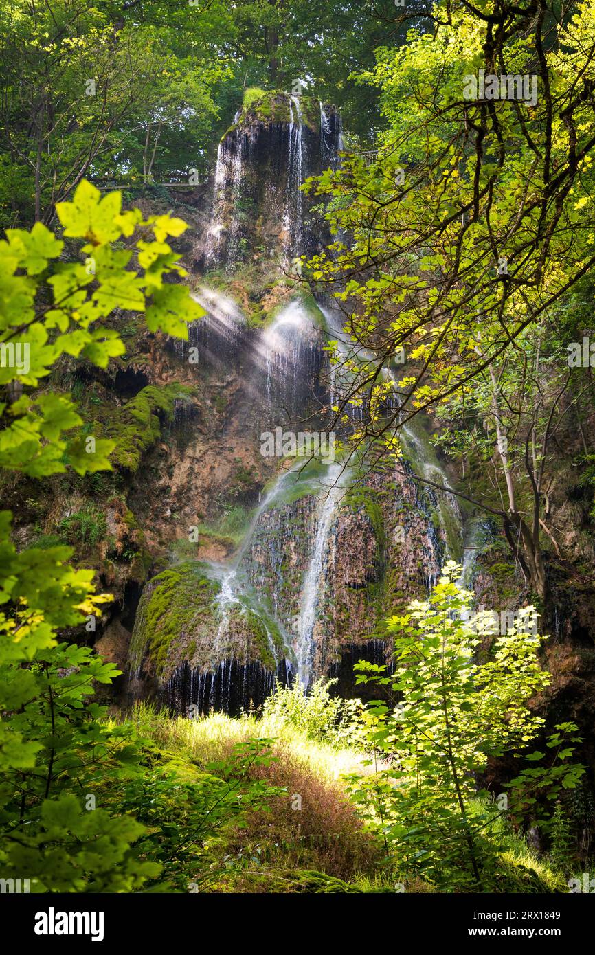 Urach Waterfall in Baden-Württemberg, Germany During Summer Stock Photo