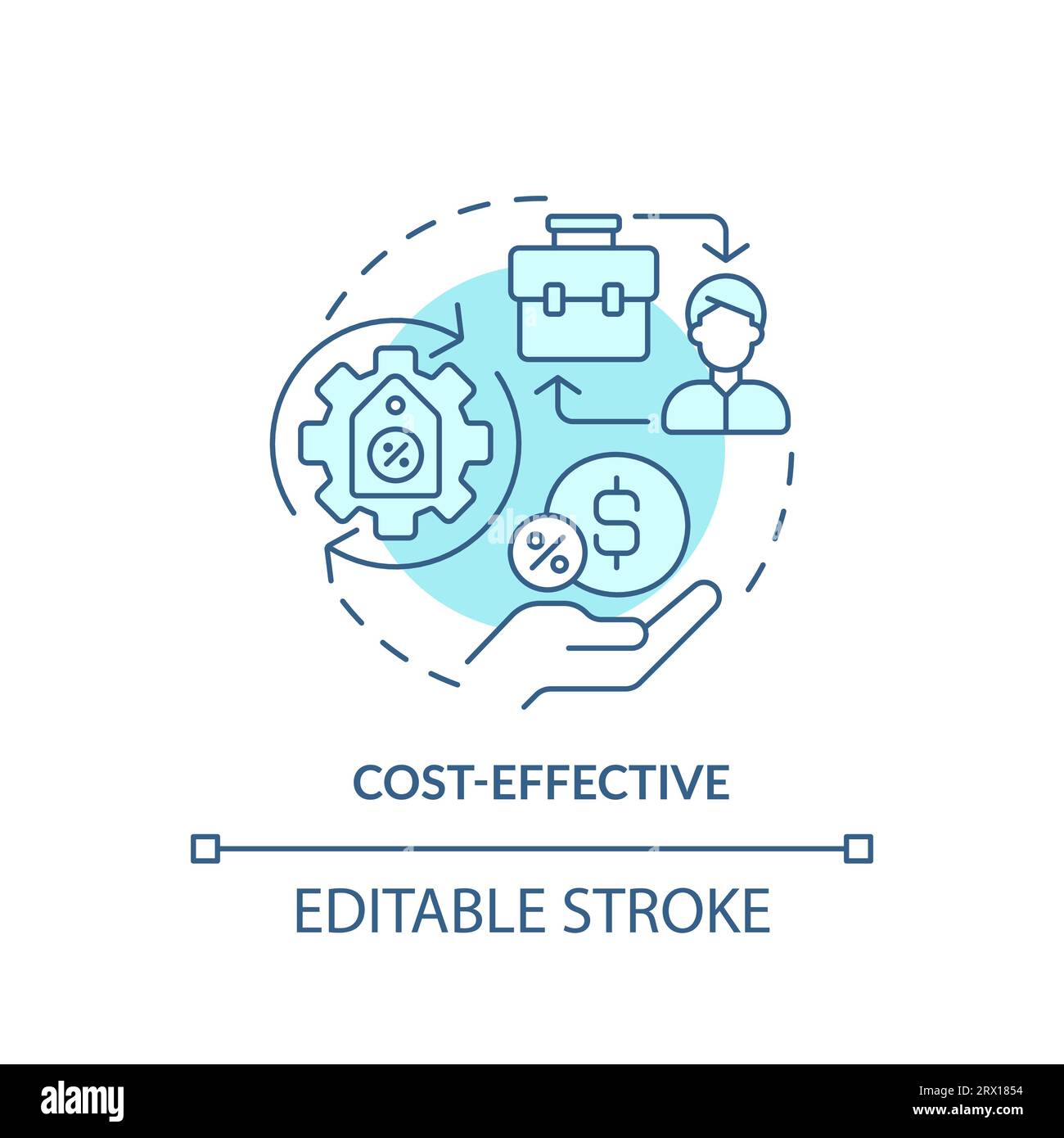 2D blue thin linear icon cost effective concept Stock Vector Image ...