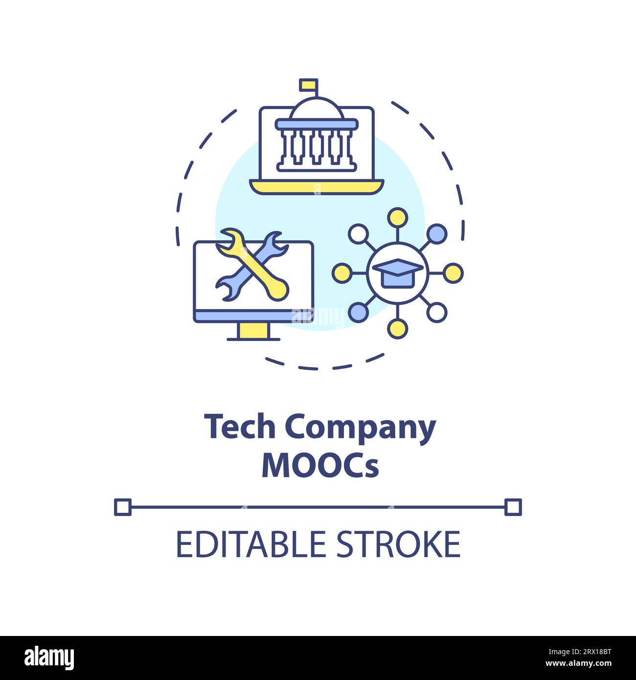 Colorful thin linear icon tech company MOOCs concept Stock Vector Image ...