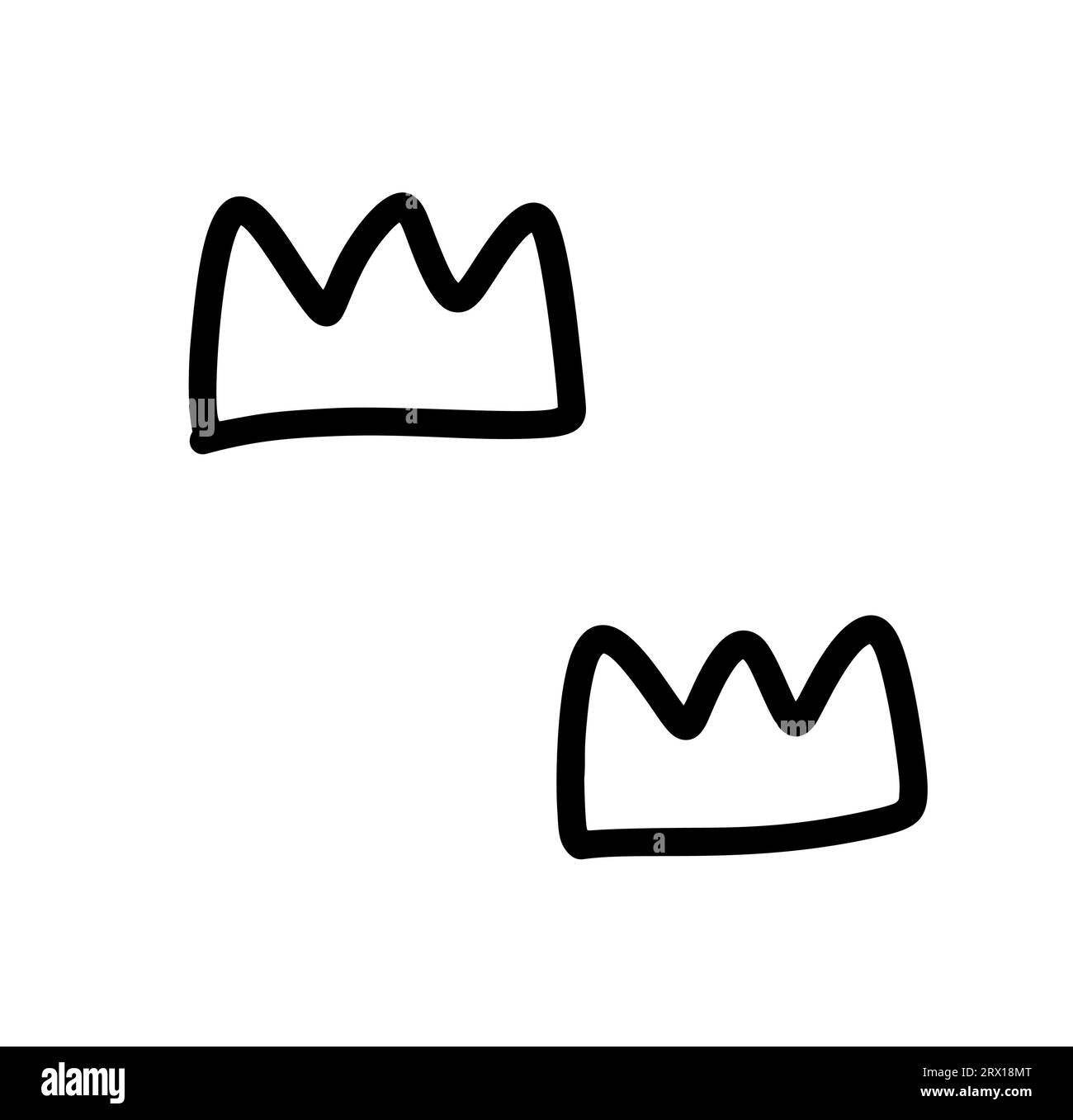 Hand drawn doodle crowns. King crown pattern vector element. Line art prince and princess luxurious head accessories for web design, greeting card Stock Vector