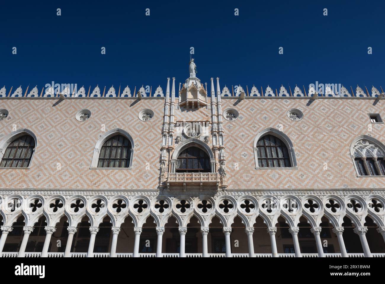 Detail of the Dodge Palace main facade in San Marco Square, Veni Stock Photo