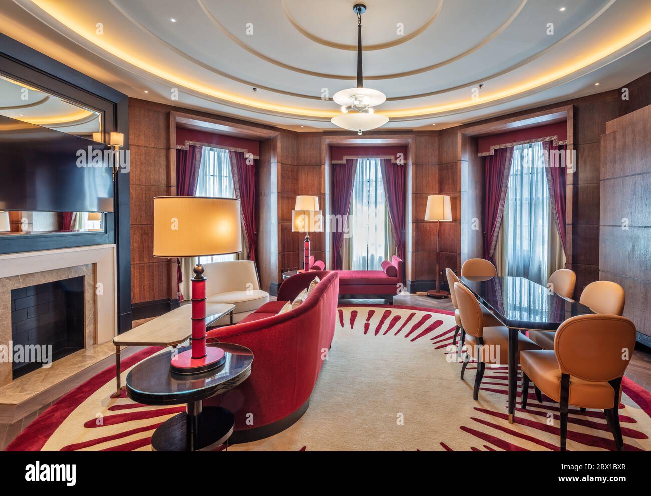 Corner hotel room suite at Raffles London Hotel, Old War Office in