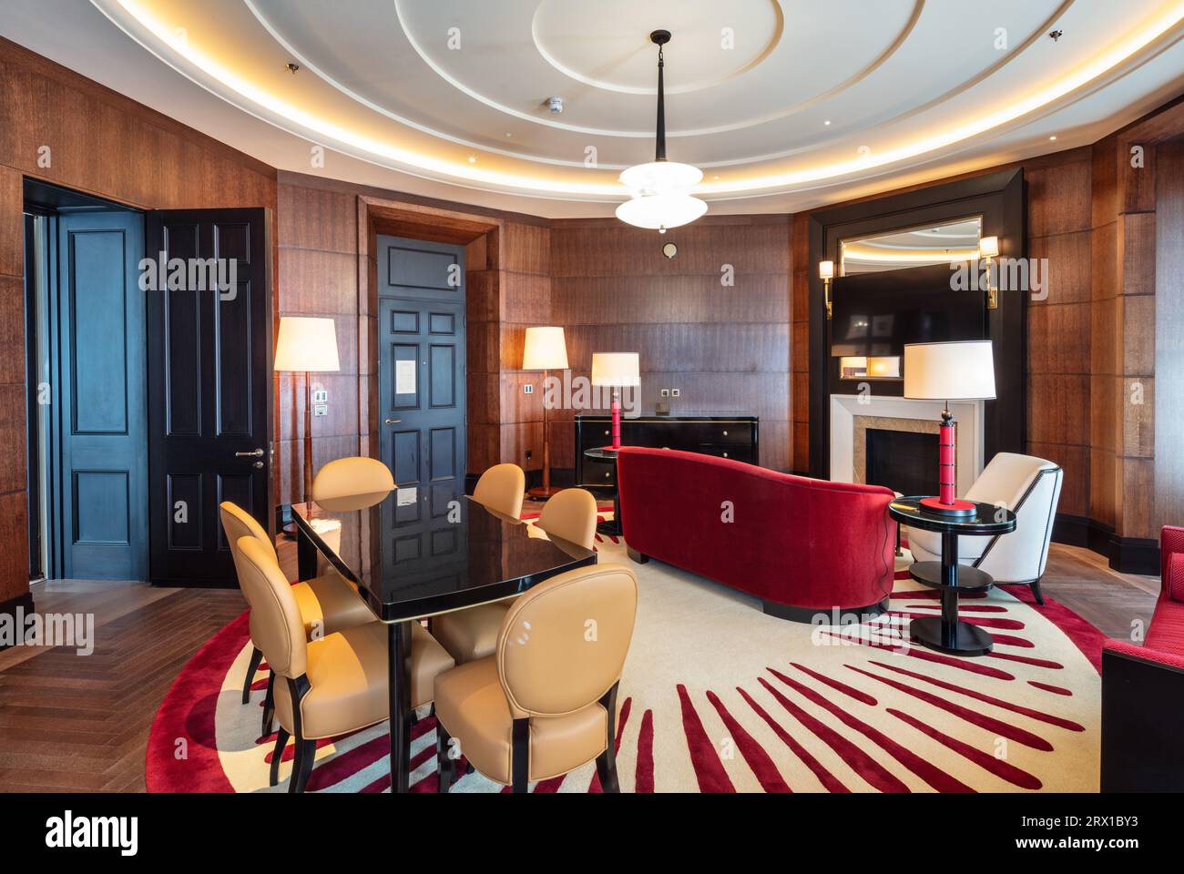 Corner hotel room suite at Raffles London Hotel, Old War Office in