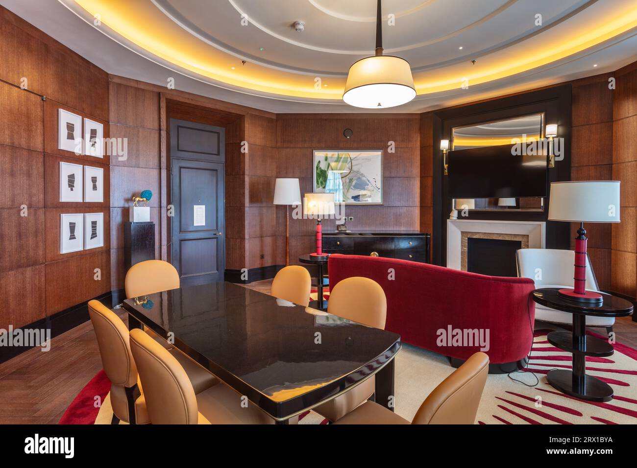 Corner hotel room suite at Raffles London Hotel, Old War Office in