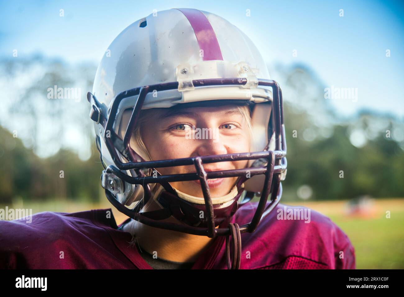 Female Kicker on highschool Football team Stock Photo Alamy