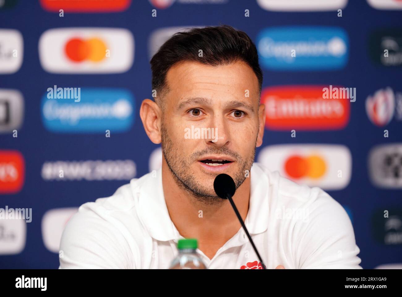 England's Danny Care during a press conference at the Stade Pierre Mauroy, Villeneuve-d'Ascq. Picture date: Friday September 22, 2023. Stock Photo