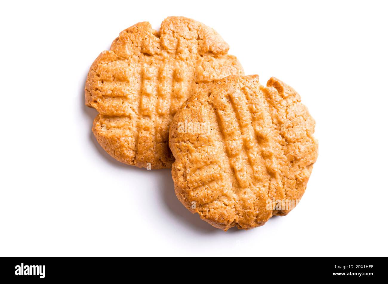 Peanut Butter Cookies isolated on white background. Traditional cookie recipe. Stock Photo
