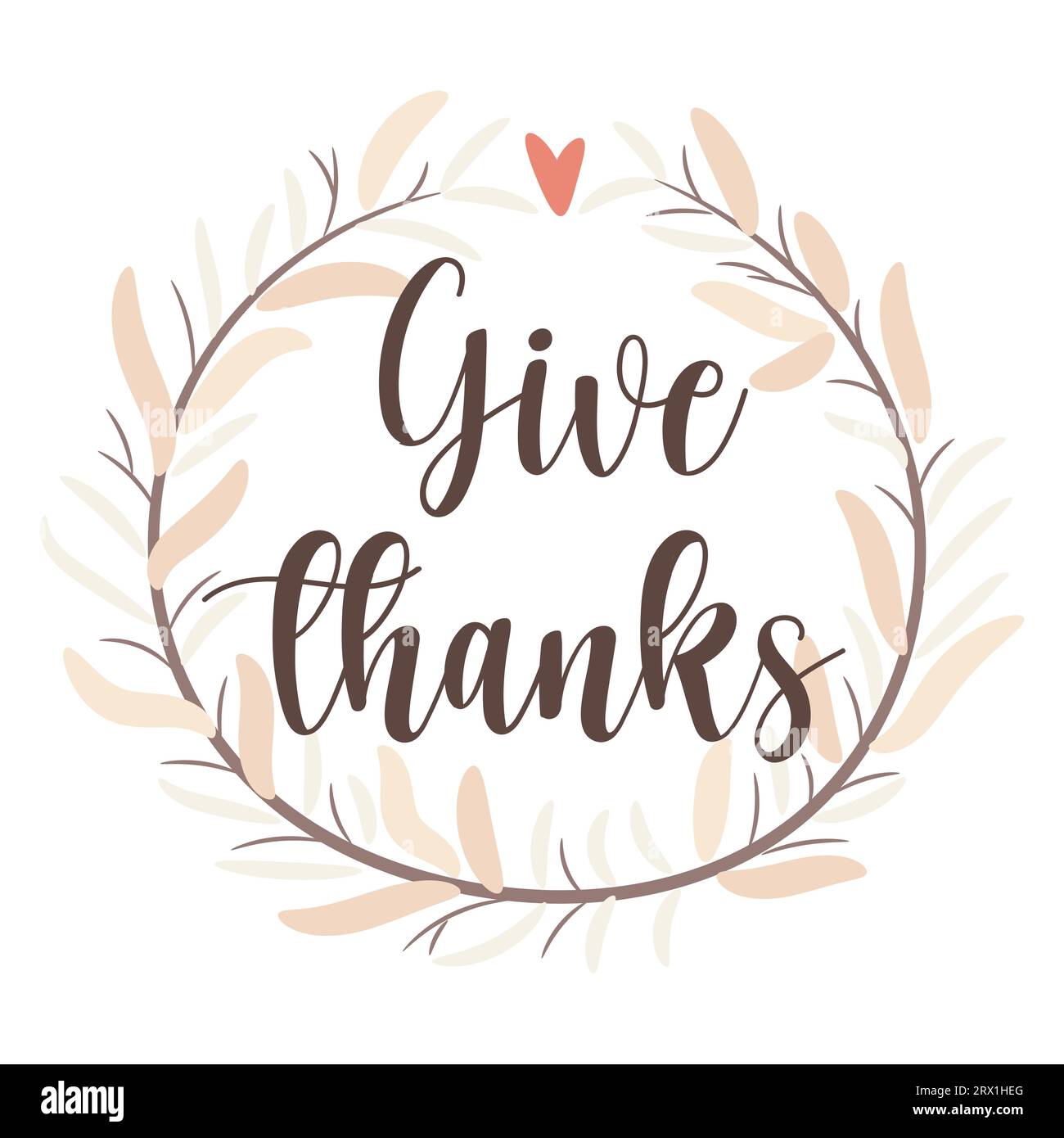 Give Thanks. Abstract foliage wreath. Vector illustration Stock Vector ...