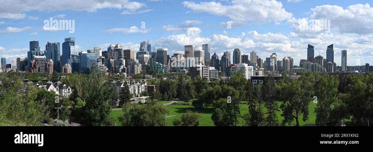 Panorama Calgary. Calgary cityscape. Skyscrapers of Calgary. Calgary downtown Stock Photo