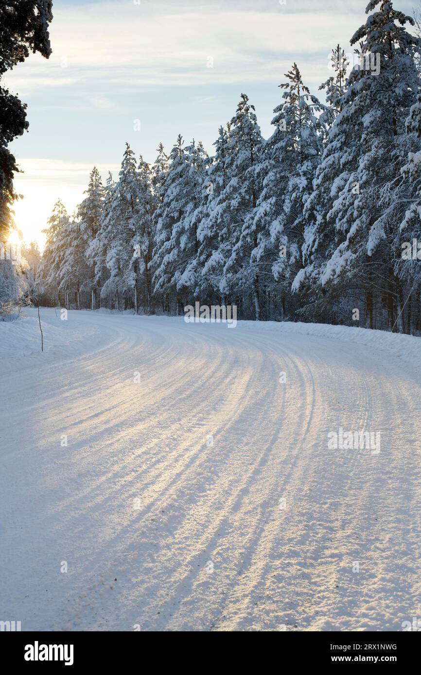 An arctic road in winter Stock Photo