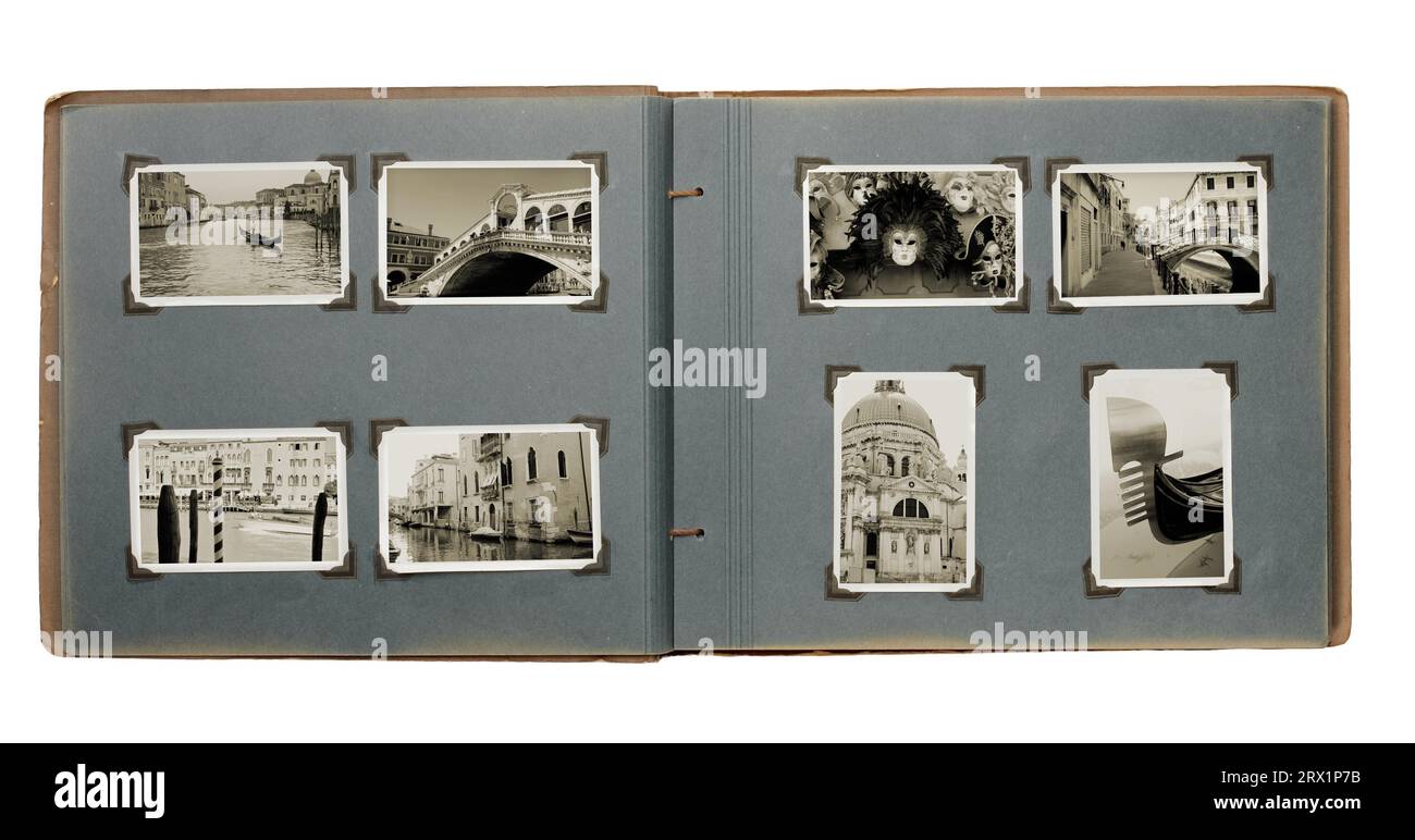 Old photo album with (new) photos from Venice, Italy Stock Photo Alamy