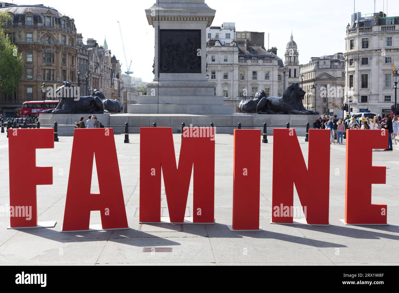 Trafalgar Square, Famine sign Stock Photo