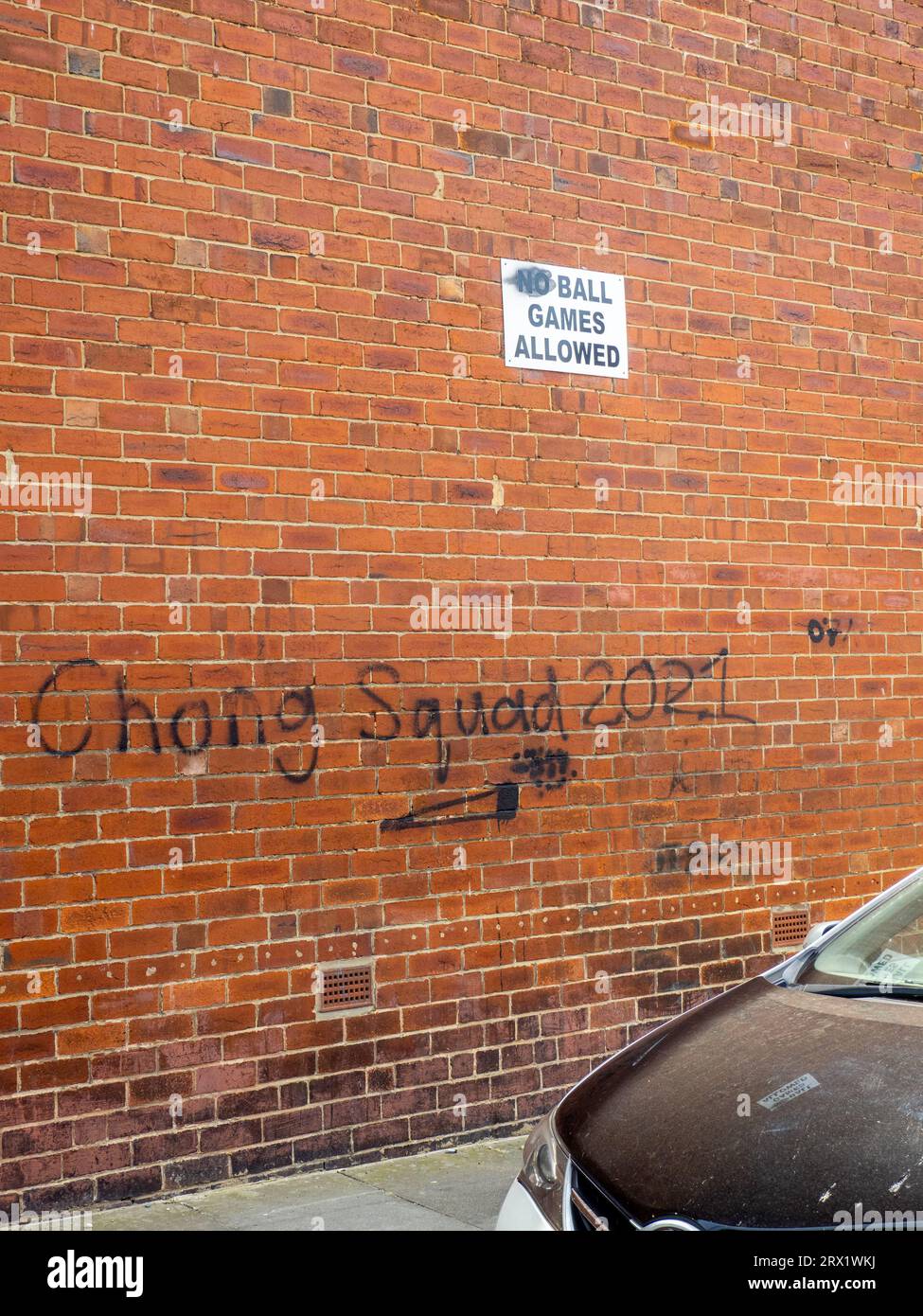 Drug graffiti on a brick wall in Leeds Stock Photo Alamy