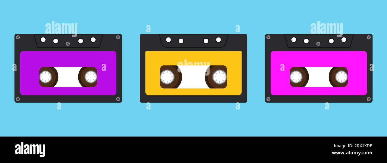 Nostalgia for the 90s with a set of old-fashioned cassettes Stock Vector