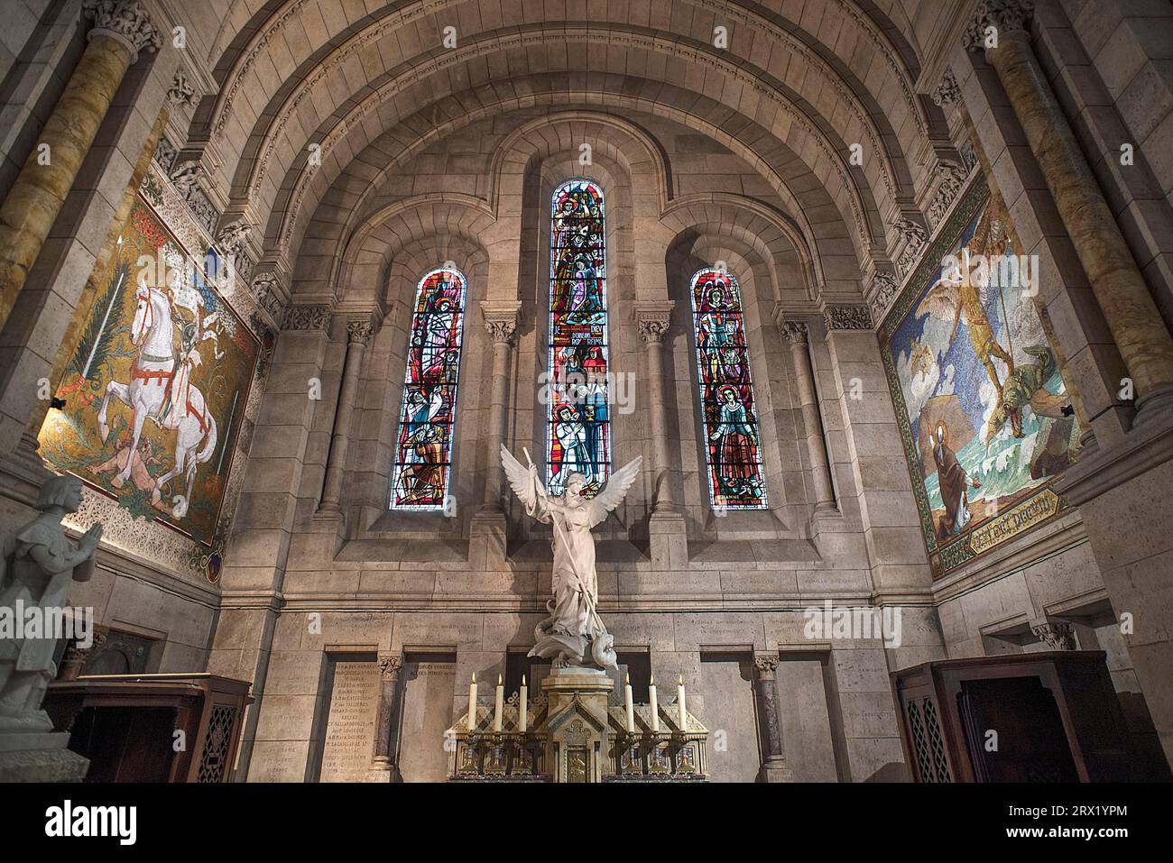 Side altar with the figure of St. George in the Basilica Sacre-Coeur ...