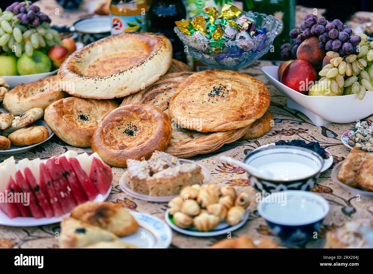 The traditional food in Central Asia with tests, food. The middle East. Oriental flavor. Uzbek national cuisine Stock Photo