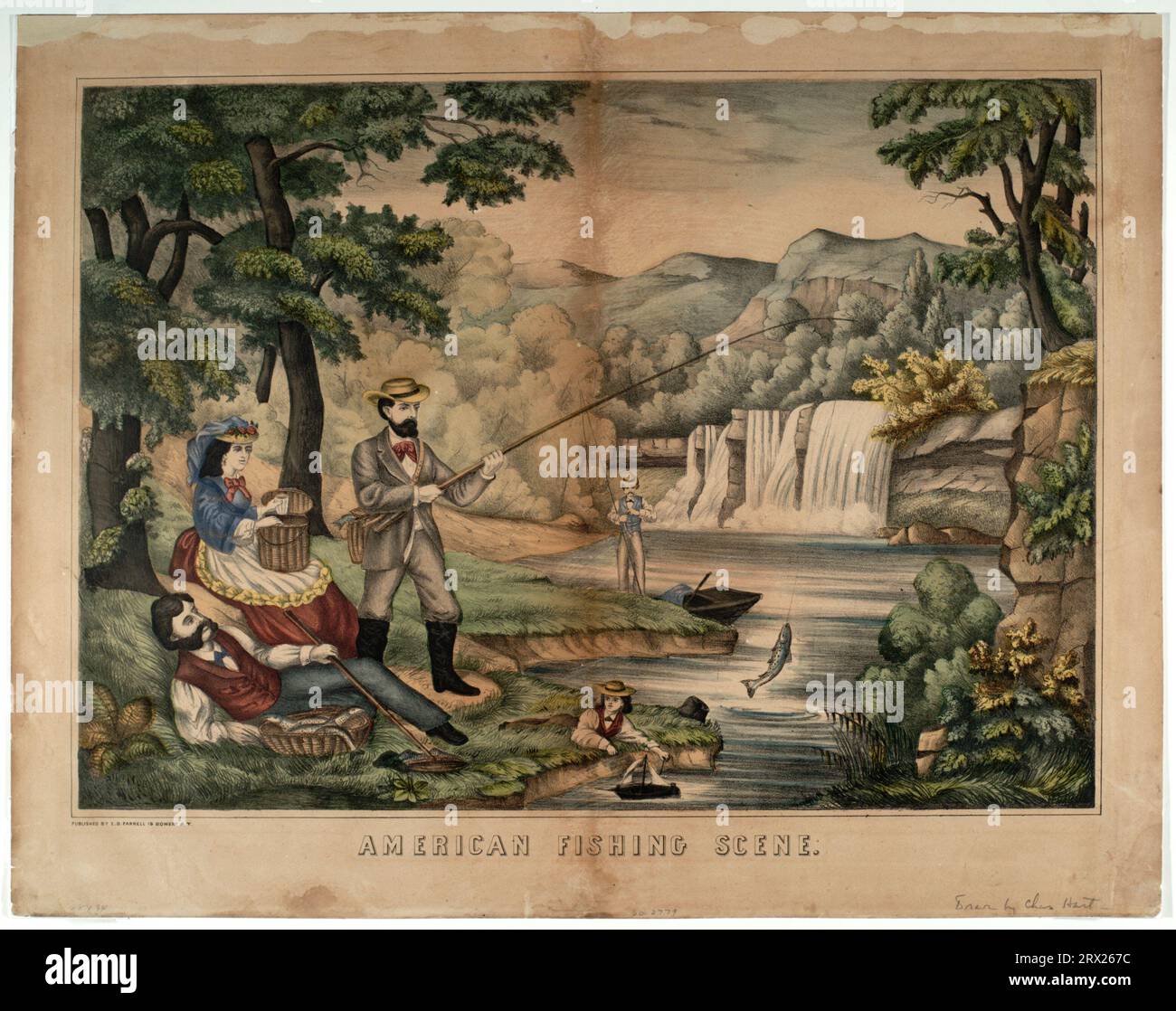Lithograph, "American Fishing Scene". DL*60.2779. Peters Prints ...