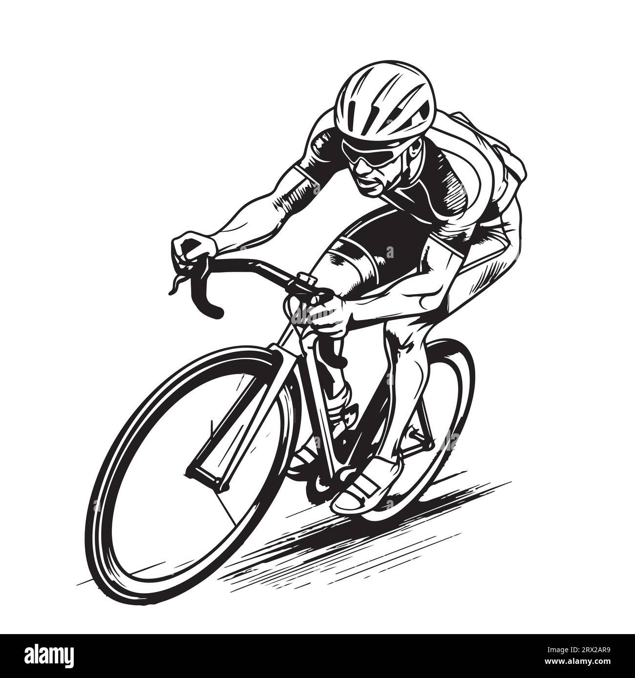 Cyclist sketch hand drawn Vector Sport competitions Stock Vector