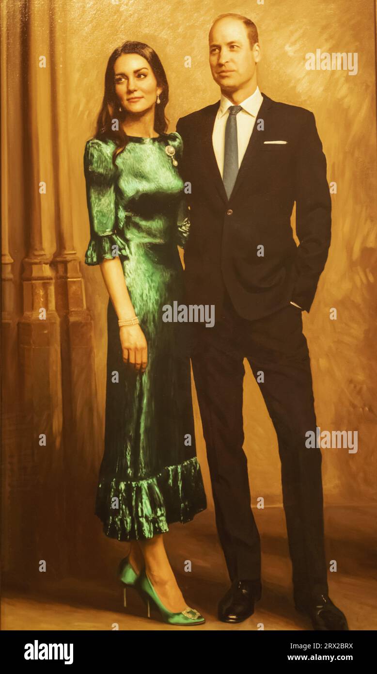 England, London, National Portrait Gallery, History Makers Now Space, Portrait of HRH Catherine, Princess of Wales and HRH William, Prince of Wales Stock Photo