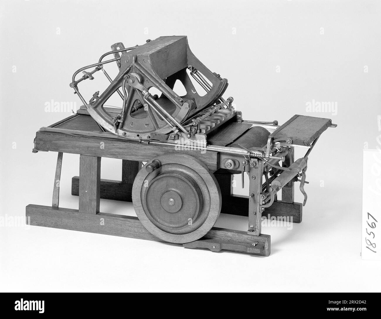 Patent model. Flatbed cylinder printing press, Davis, patent no. 18567