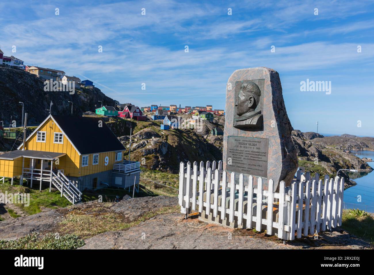 The colorful Danish town of Sisimiut, Western Greenland, Polar Regions Stock Photo