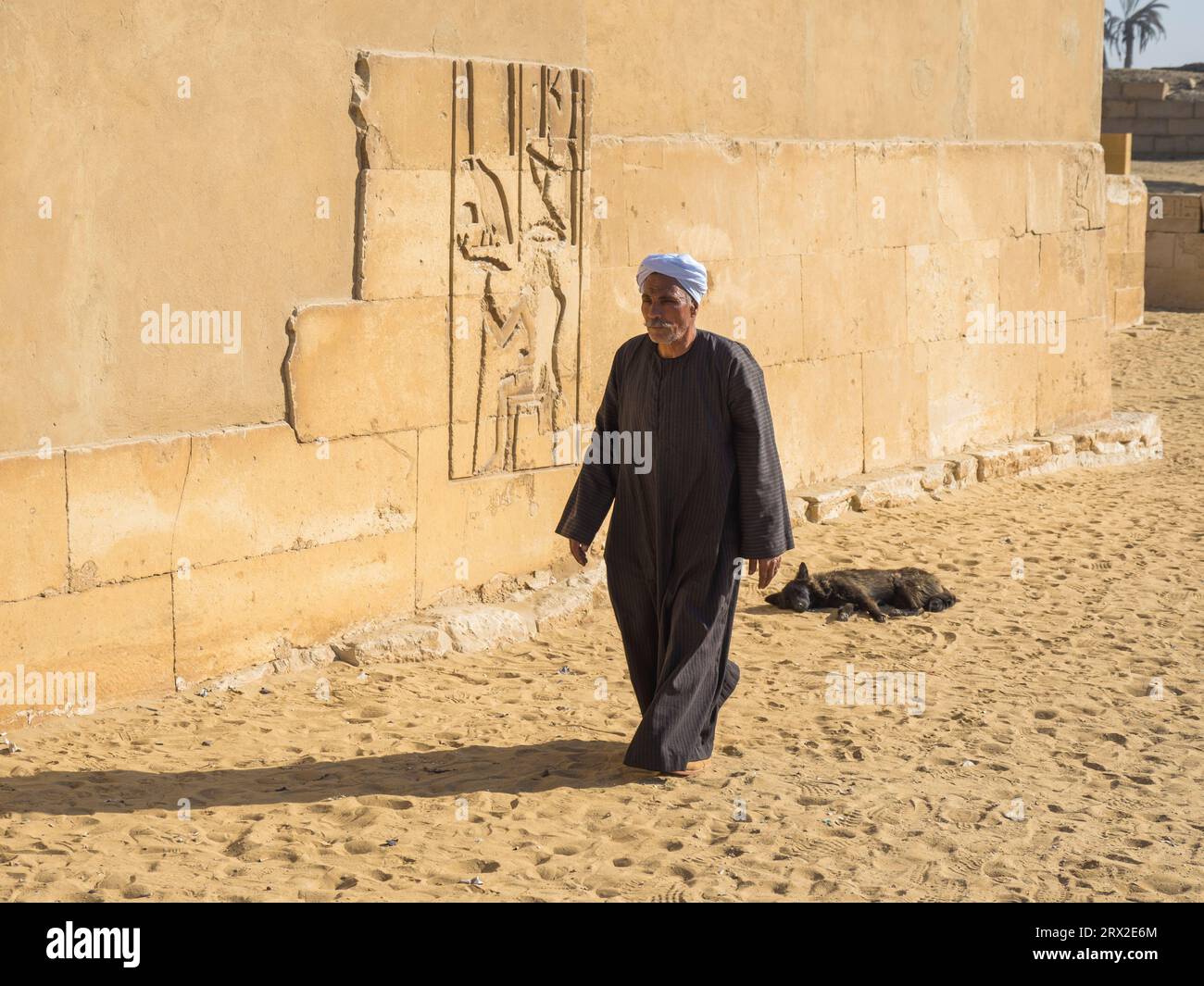 Egyptian Guide in Saqqara, part of the Memphite Necropolis, UNESCO World Heritage Site, Egypt, North Africa Africa Stock Photo