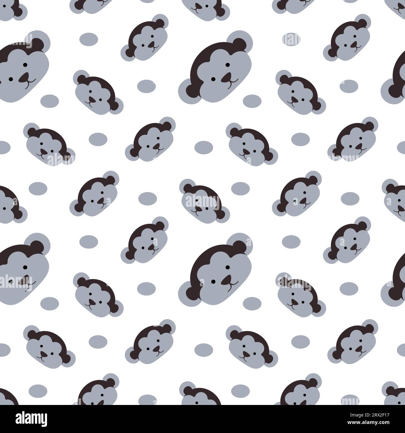 Seamless pattern with cute monkeys on a white background. Vector illustration. Design for textiles, bed linen, packaging, children s clothing. Stock Vector