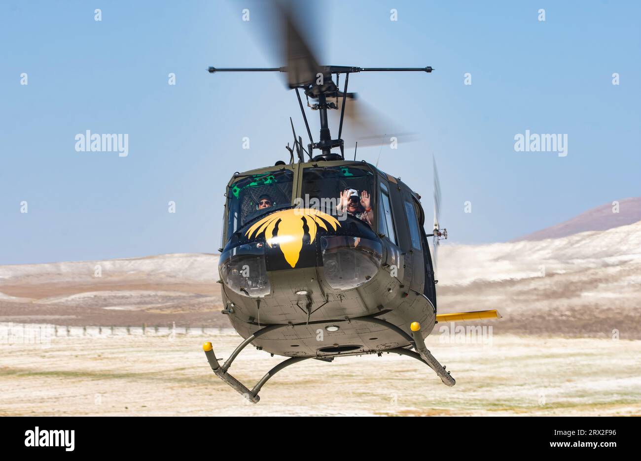 Bell UH-1 Iroquois, nickname Huey military helicopter  at SHG AIRSHOW 2023 Stock Photo