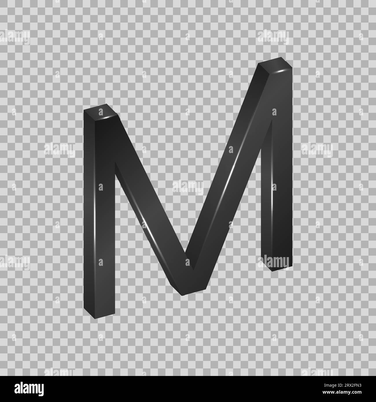 Letter M character in a realistic 3D icon style Vector Illustration isolated on transparent background. Letter notation symbol of the alphabet, ABC fo Stock Vector